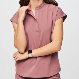 FIGS Women's Scrub Top Size XXS Rafaela Oversized Mandarin Collar Shirttail Hem,